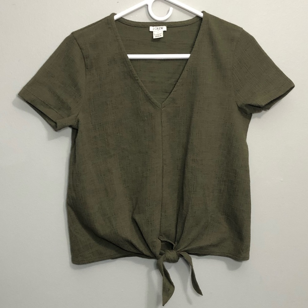 J. Crew, Olive Green, Size XS, T-Shirt with tie in front
